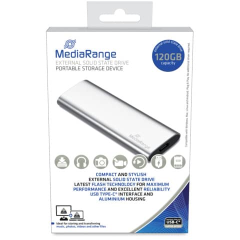 Unità SSD esterna Media Range USB Type-C® 120 GB - argento MR1100